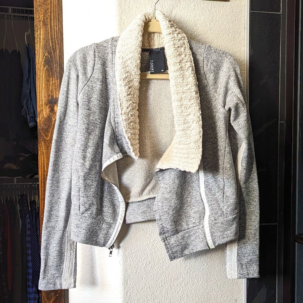 Anthropologie T-SHIRT Grey Zip Up Moto Sweatershirt Jacket